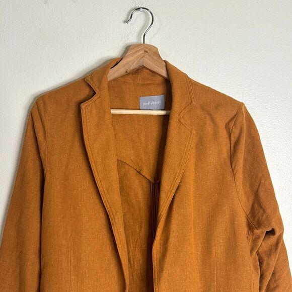 Pinkfilosopy ladies rust open front linen boyfriend blazer size smalll - Picture 2 of 9